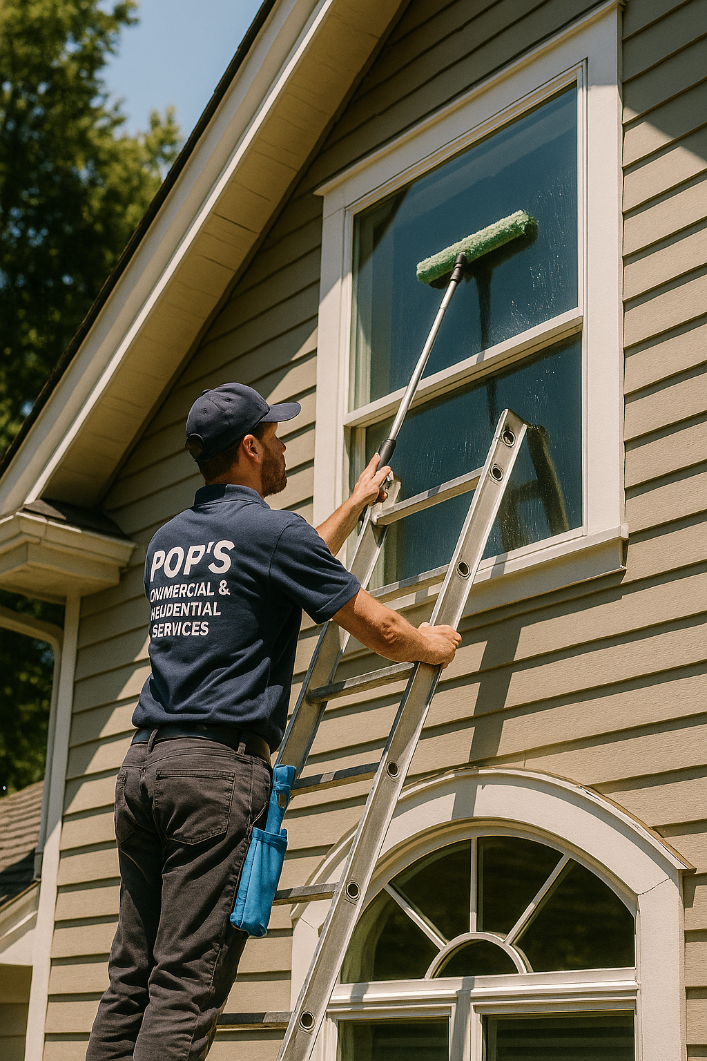Team cleaning windows